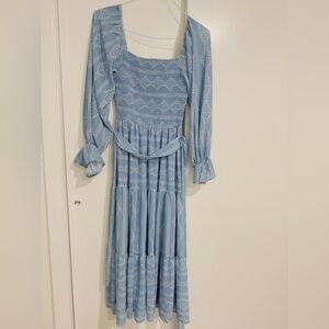 Blue Striped Midi Dress
